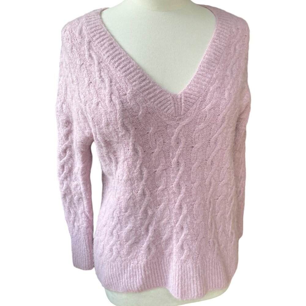 Vince Wool Alpaca Cable Knit Sweater Pink Feminine Soft Girl Quiet Luxury-M/L